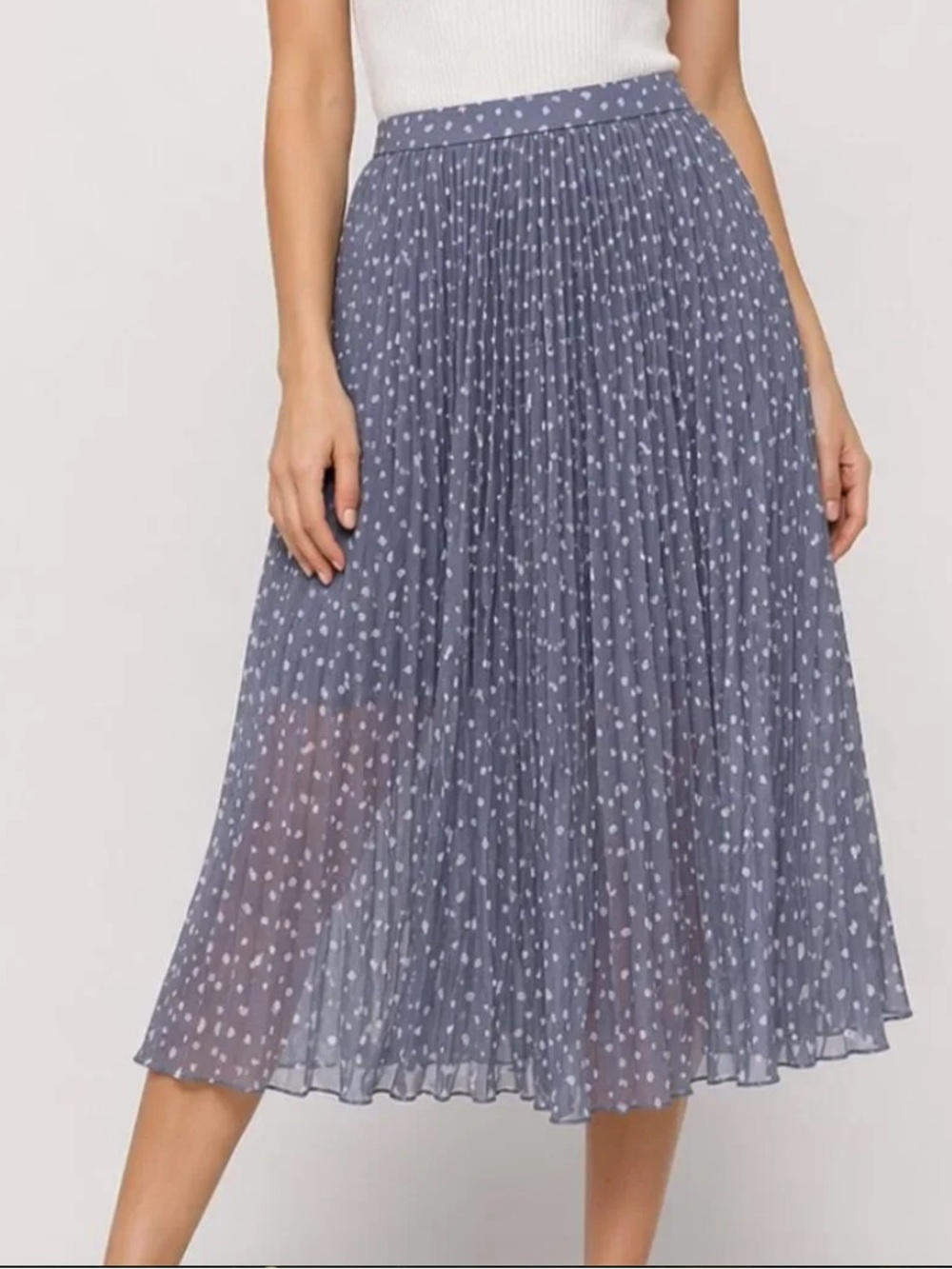 Abercrombie Pleated Chiffon Midi Skirt in Slate Blue
